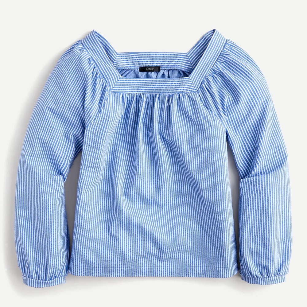 J. Crew Square neck seersucker blouse